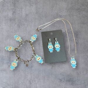 Adorable Blue Labubu Jewelry Set